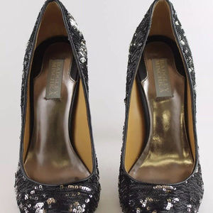 Badgley Mischka Black/Silver Sequin Heels 9M